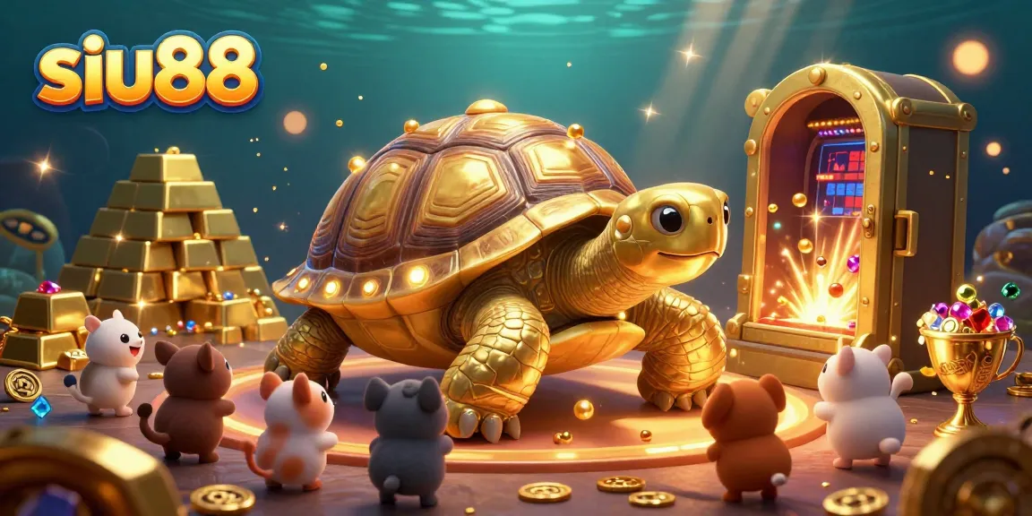 Siu88 captivating gaming illustration with a tortoise pinball machine inviting gamblers to play exciting games.