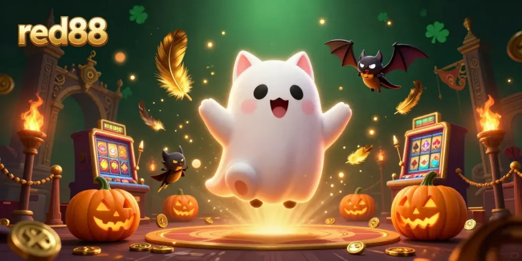 Experience the thrill of red88 casino with unique ghostly characters and vibrant gaming elements.