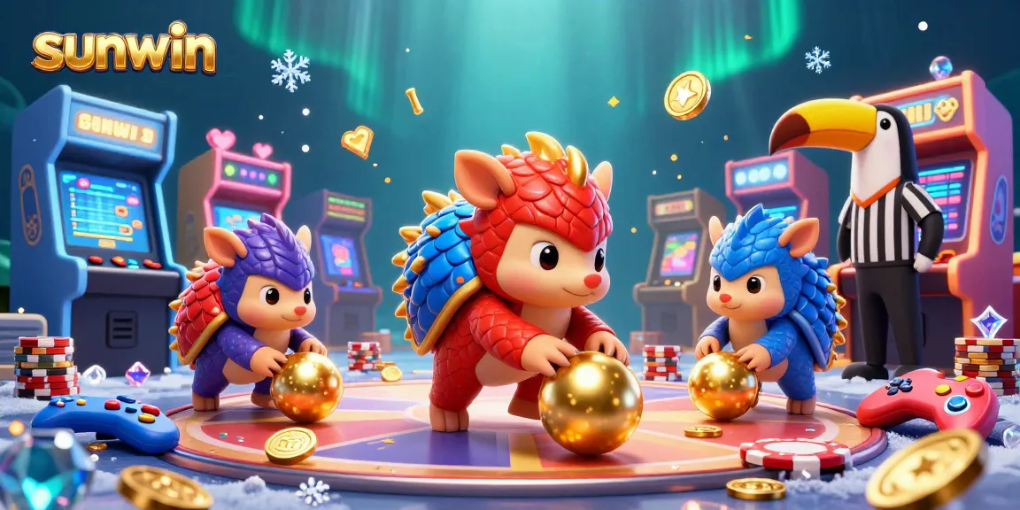 Experience thrilling gaming with sunwin as rival pangolins roll through poker chips in a vibrant casino illustration.